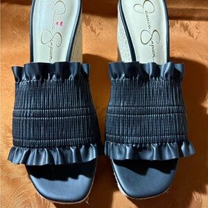 Jessica Simpson espadrille platform wedge slide shoes